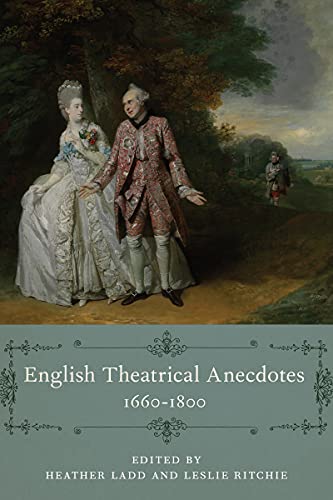 Book cover: “English Theatrical Anecdotes” with 18th-century figures.