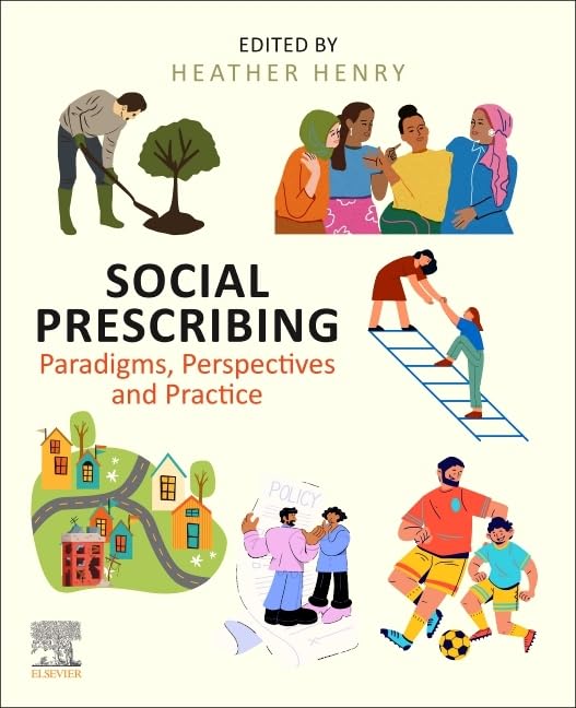 Book cover with illustrations of people engaging in community activities.