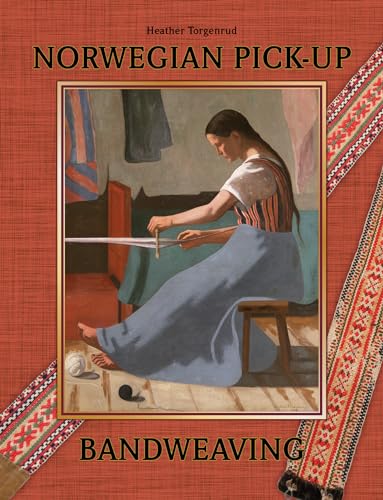 Book cover depicting a woman weaving on a loom, with colorful band samples.
