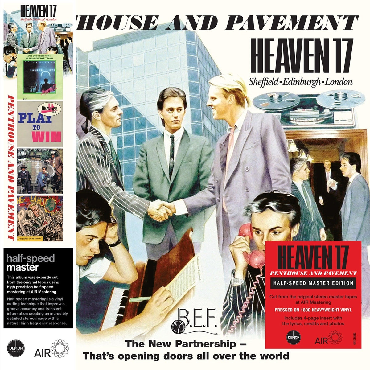 Heaven 17’s “Penthouse And Pavement” vinyl album cover with band members.
