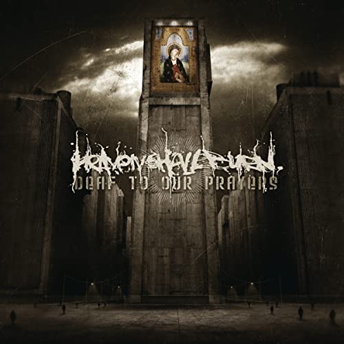 Album cover: a stone tower with a religious icon under a stormy sky.