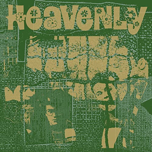 Heavenly album cover with textured green and tan collage design.