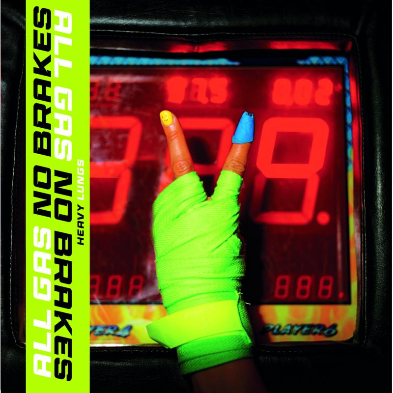 Hand pressing buttons on a digital scoreboard, album art for Heavy Lungs.