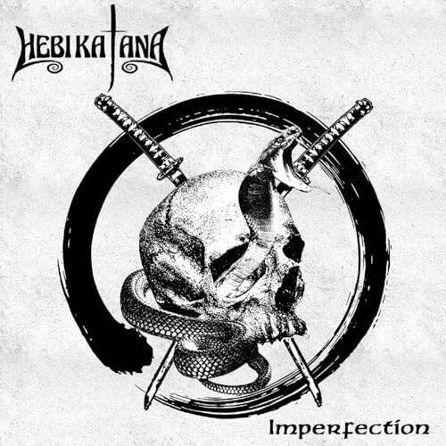 Black and white album cover with skull, snake, and crossed katanas.
