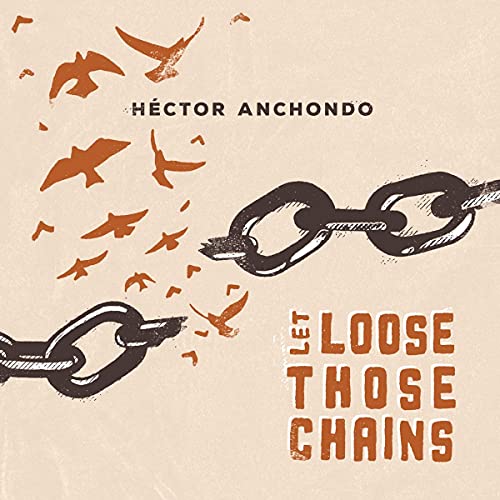 CD cover with broken chains and flying birds on a beige background.