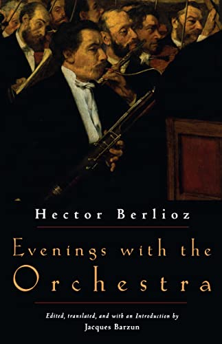 Book cover depicting an orchestra and text: "Evenings with the Orchestra" by Hector Berlioz.