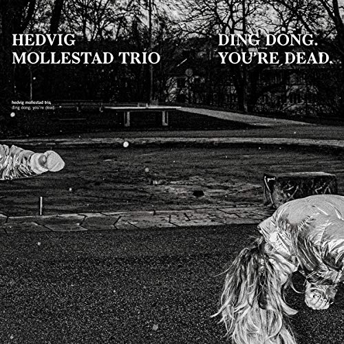 Black and white album cover with figures lying in a park.