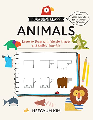 Book cover with cartoon animals and drawing tutorials for beginners.
