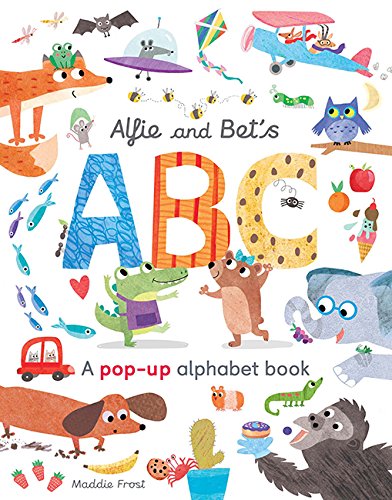 Colorful pop-up alphabet book cover with animals and illustrated letters.