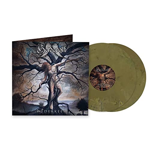 Heidevolk "Wederkeer" vinyl record with tree and figure artwork, olive green disc.