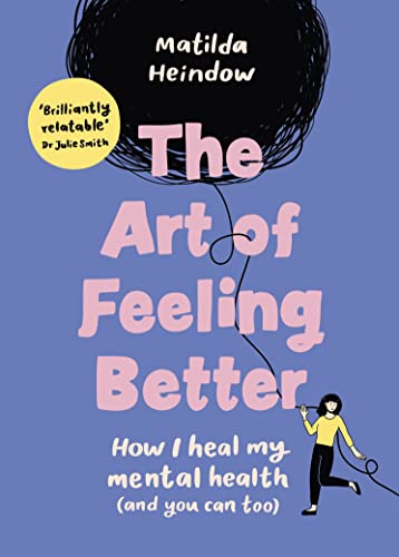 Book cover: purple background, pink title, and illustration of a woman with string.