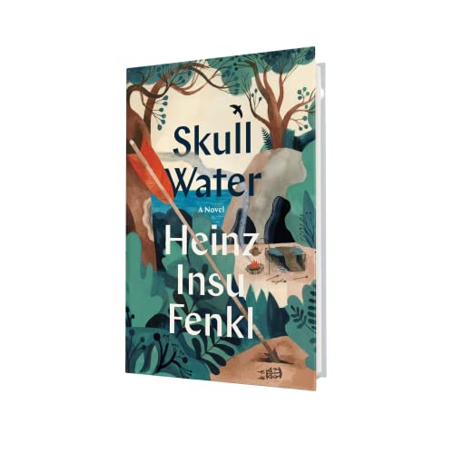 Book cover for “Skull Water” with illustrated forest and red shape.