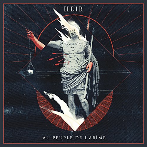 Album cover: statue figure with arrows, geometric red shapes, dark background.