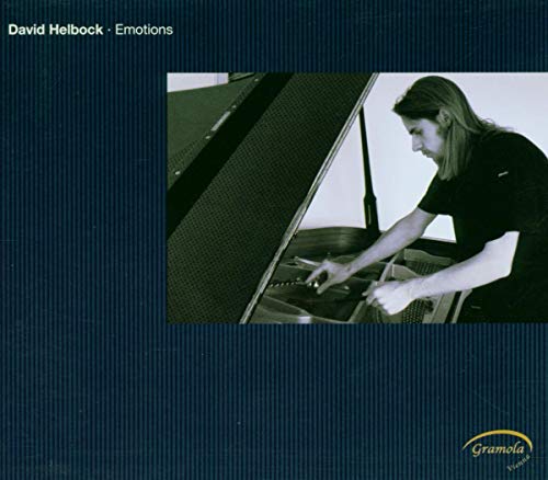 CD cover featuring a man adjusting a grand piano against a blue striped background.