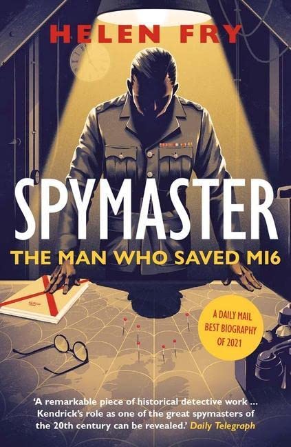 Book cover featuring a silhouetted man in uniform standing over a map with pins.