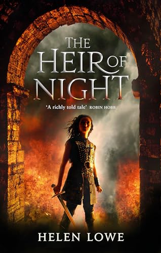 Book cover: woman with sword stands in a stone archway.