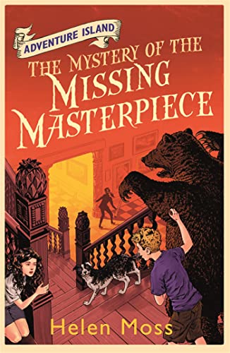 Book cover: children, dog, bear, and a shadowy figure in a hallway.