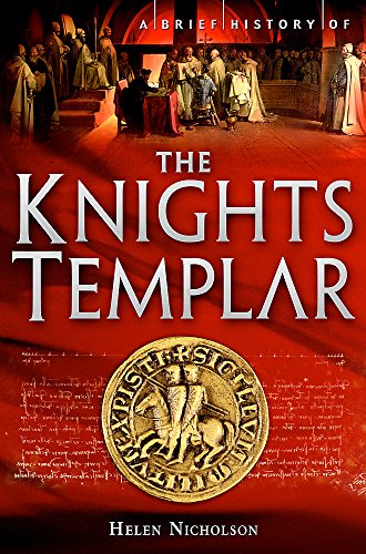 Book cover showing a medieval painting, a Knights Templar seal, and title text.