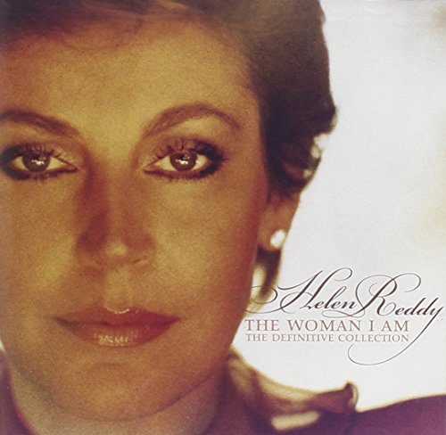 Close-up of Helen Reddy’s face on the album cover “Woman I Am.”