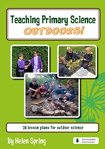 Book cover: “Teaching Primary Science Outdoors!” with children learning outside.