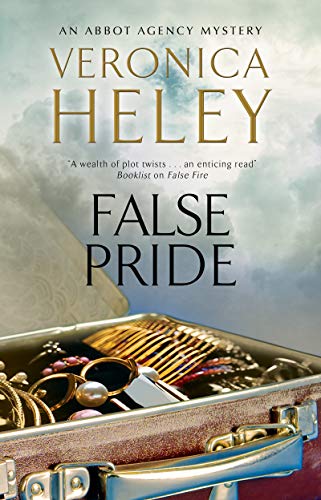 Book cover: "False Pride" by Veronica Heley, featuring jewelry in a case.