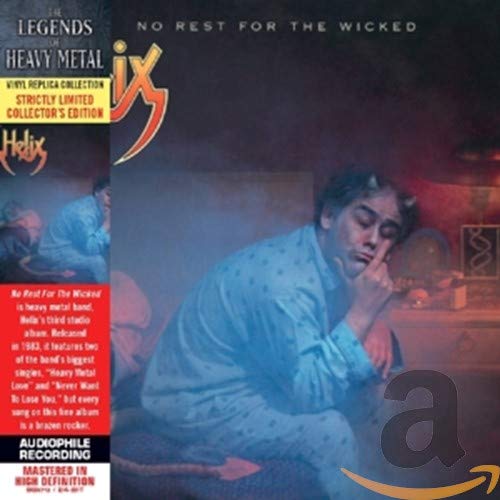 CD cover for Helix’s “No Rest For The Wicked” album, featuring demonic imagery.