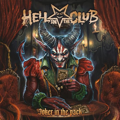 CD cover: demonic figure with horns playing cards in a dark room.