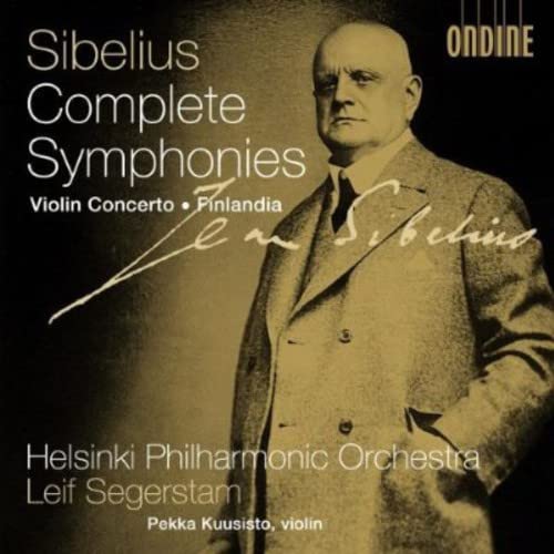 CD cover featuring a portrait of composer Jean Sibelius and text details.