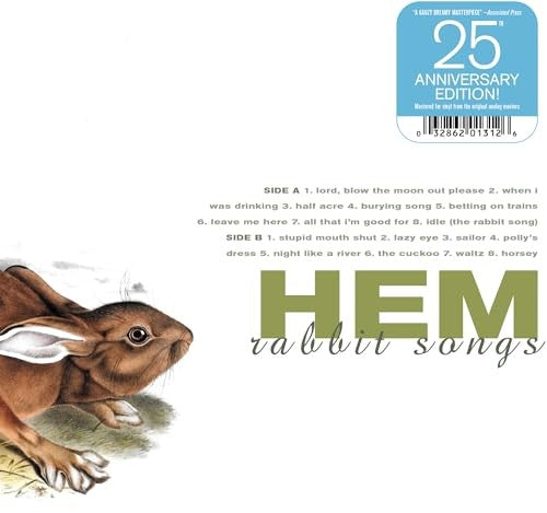 Vinyl record cover for Hem’s “Rabbit Songs” featuring a rabbit illustration.