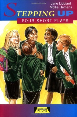 Book cover showing five students in school uniforms talking against a yellow background.