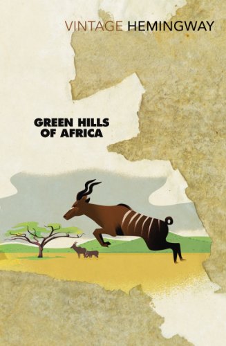 Book cover: "Green Hills of Africa" with an antelope illustration.