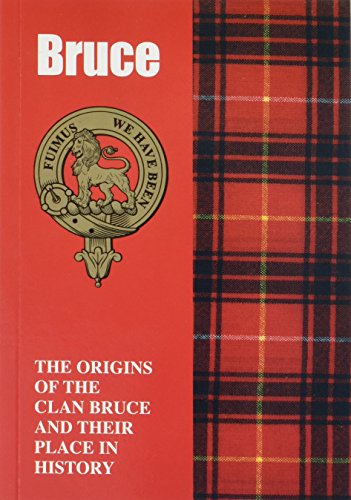 Red book cover with Clan Bruce crest and tartan pattern.