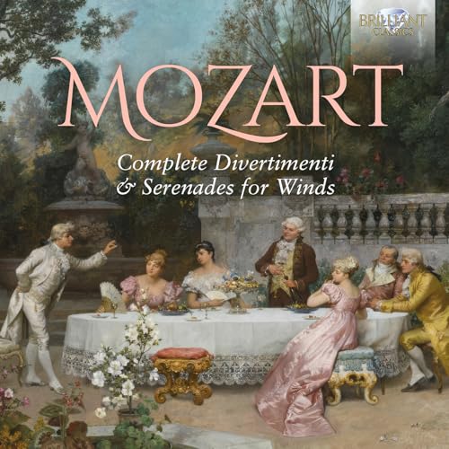 CD cover: "Mozart Complete Divertimenti" with 18th-century garden scene.