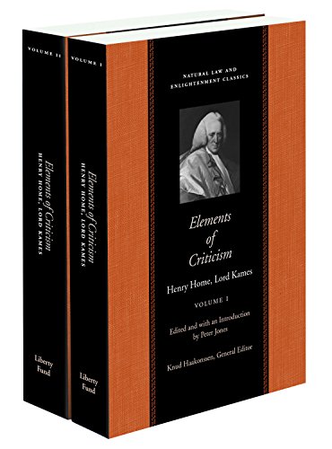 Two-volume book set, “Elements of Criticism,” with black spines and orange covers.