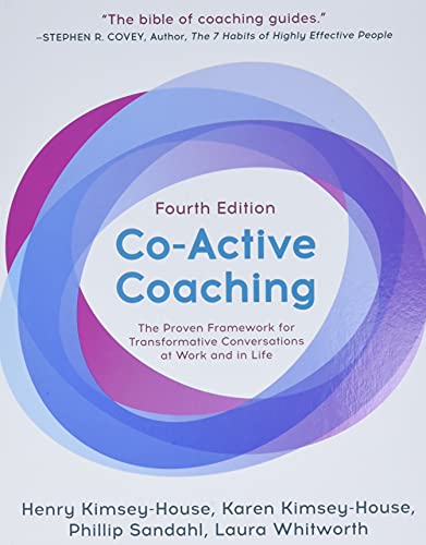 Book cover: "Co-Active Coaching" fourth edition, with swirling blue and purple design.