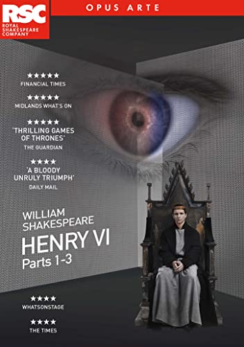 DVD cover for "Henry VI" featuring an eye, throne, and man.