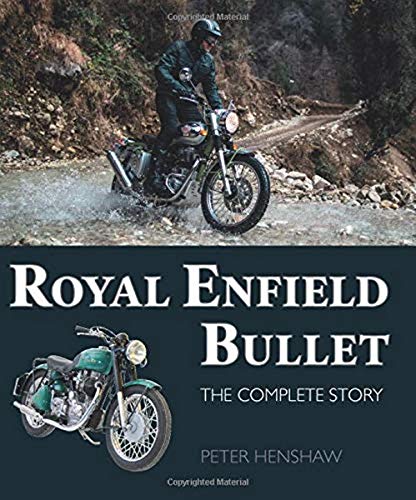 Book cover showing a motorcyclist crossing a stream and a green Royal Enfield motorcycle.