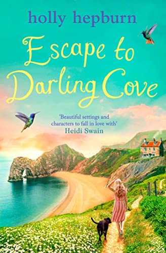 Book cover depicting a woman and dog walking towards a coastal landscape.