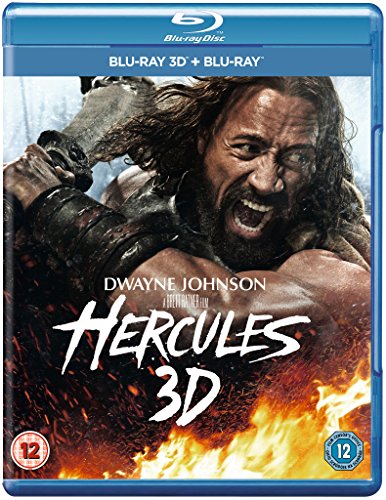 Blu-ray cover for "Hercules" featuring Dwayne Johnson in a battle scene.