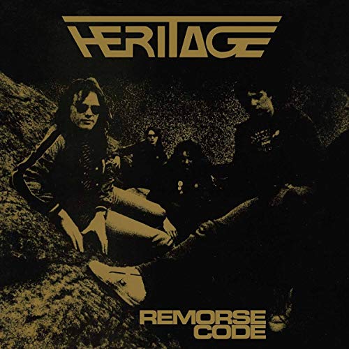CD cover for "Remorse Code" by Heritage, featuring a sepia-toned band portrait.