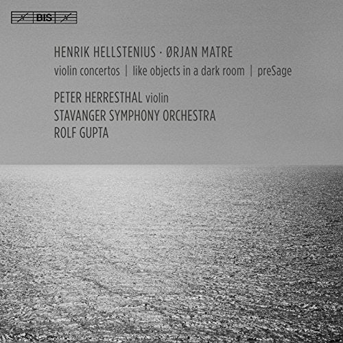 A CD cover with a gray-toned ocean image and black text listing the artists.