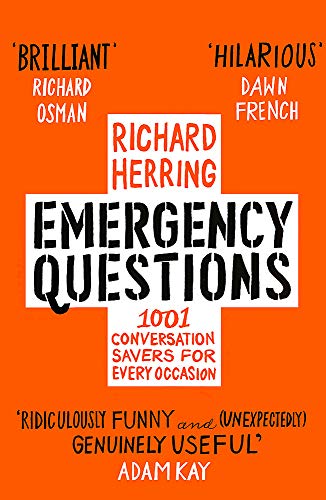 Orange book cover with bold black text: "Emergency Questions" by Richard Herring.