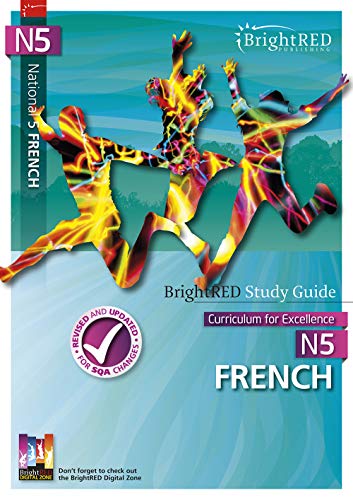 Brightred National 5 French study guide cover with dancing figures.