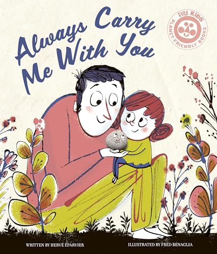 Illustration of a man embracing a child holding a small stone.