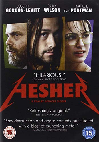 DVD cover for "Hesher" featuring three actors and bold red title text.