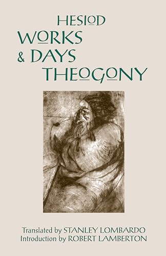 Book cover of Hesiod's Works and Days and Theogony featuring a sepia-toned illustration.