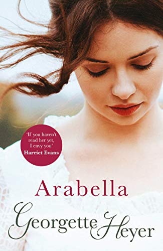Book cover featuring a woman with windblown hair and the title Arabella by Georgette Heyer.