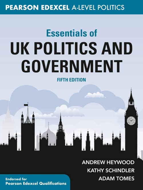 Textbook cover for Essentials of UK Politics and Government with a London skyline silhouette.
