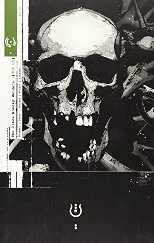 Comic book cover: stark black and white skull with graphic elements.