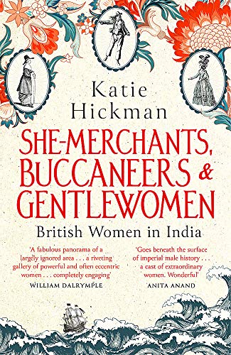 Book cover depicting historical British women in India, ornate floral design.